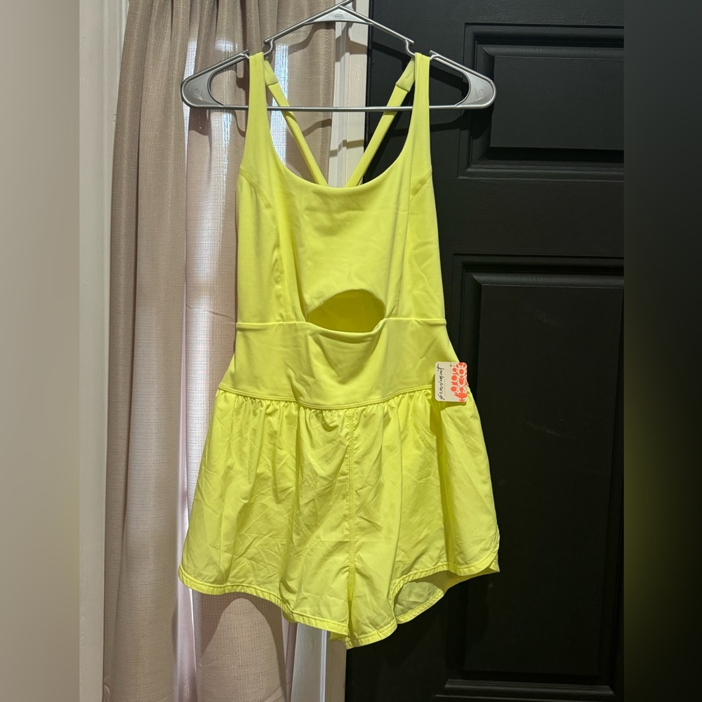 Free People Righteous Runsie Neon Yellow Large Brand New with Tags